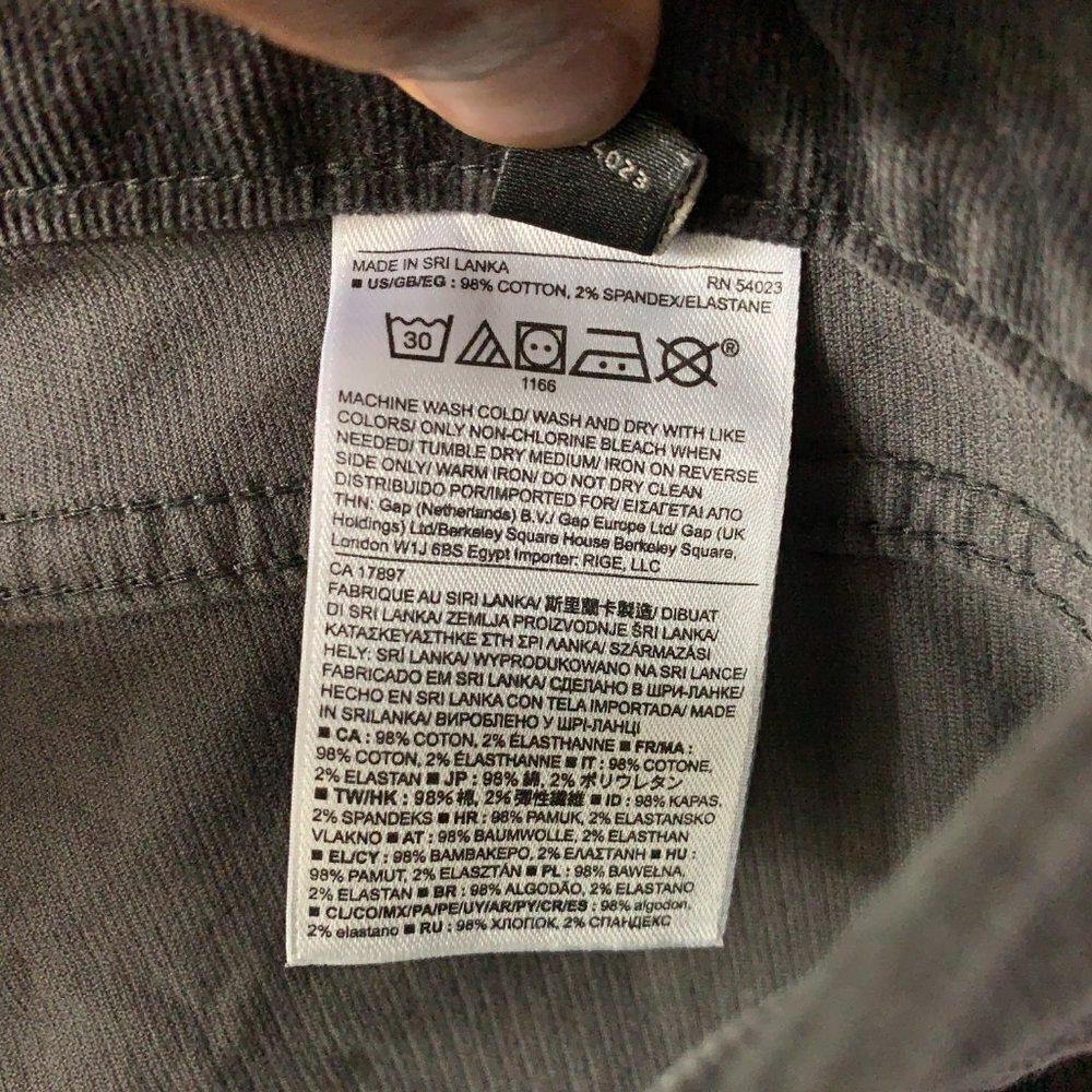 Banana Republic Women's Charcoal Zip Pocket Skinny Ankle Carduroy Pants Size 30 - Picture 11 of 13